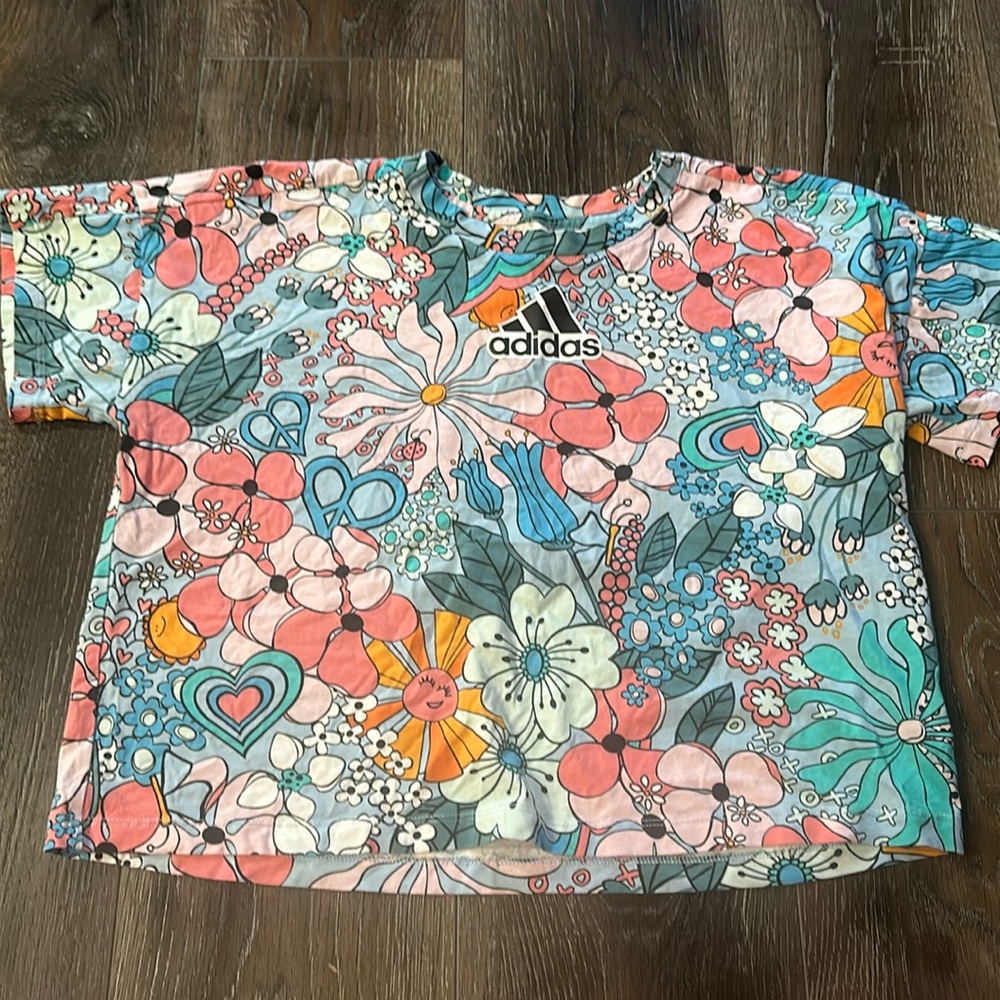 Adidas floral crop shirt